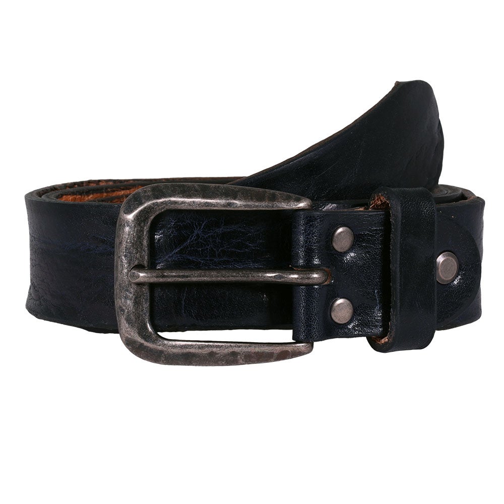 Bälte läder Bryssel 32 mm Blå/svart 85